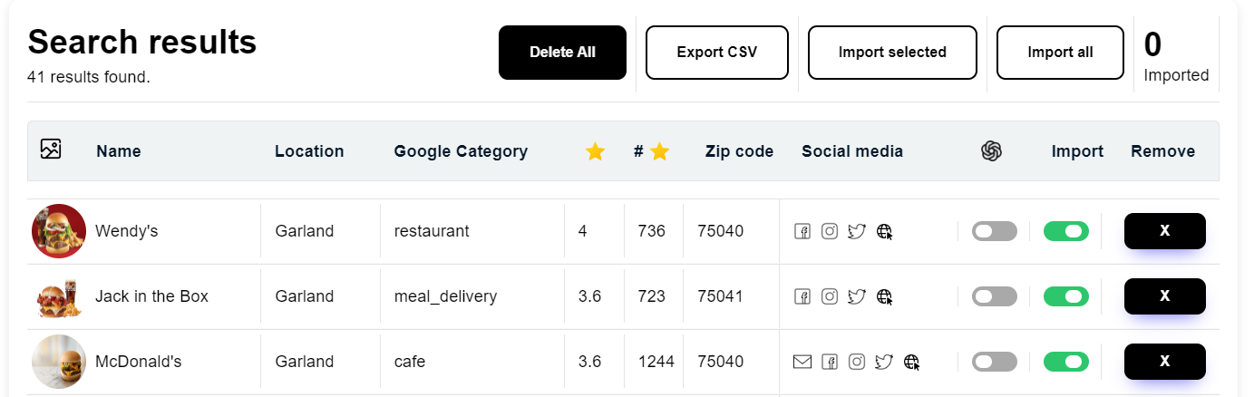 Check the data before, export to CSV, need to repeat? No worries, "Delete All" and start again!